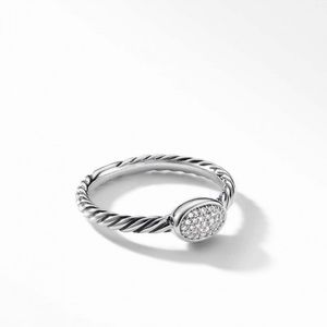 David Yurman Petite Pave Oval Ring with Diamonds Sz 8 3/4